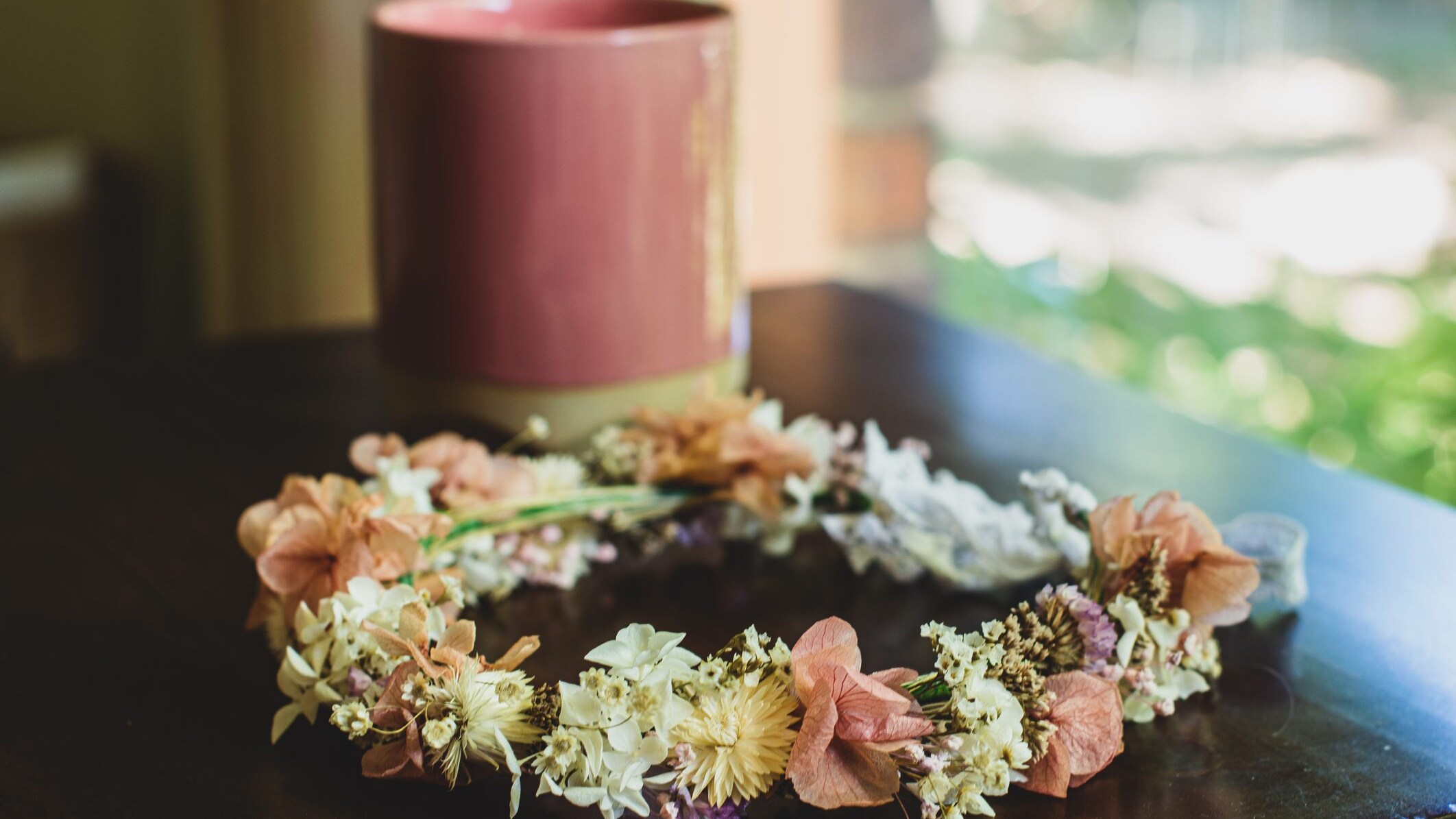 coroncina capelli fai da te con fiori secchi