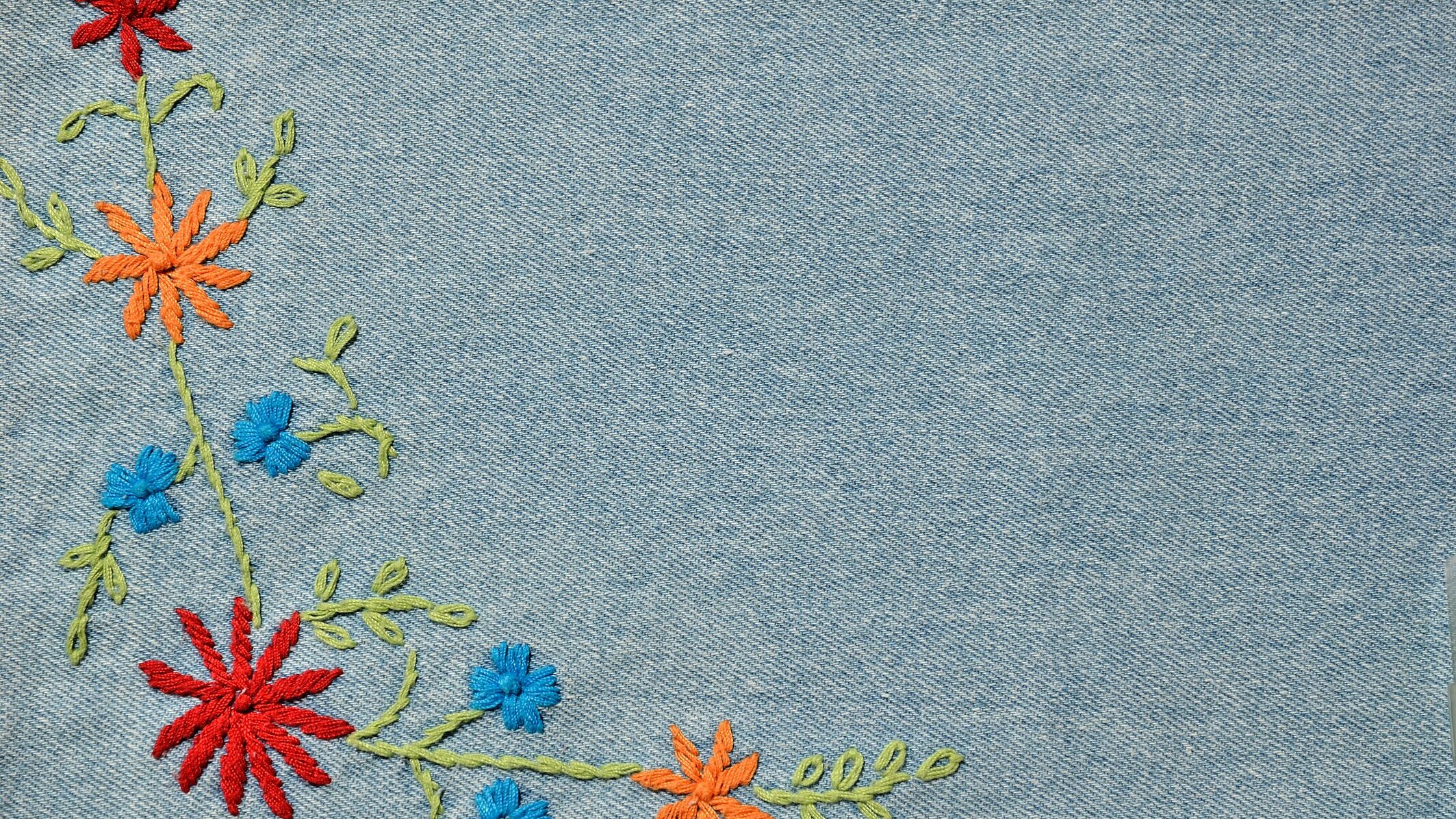 ricamo fiore fai da te jeans