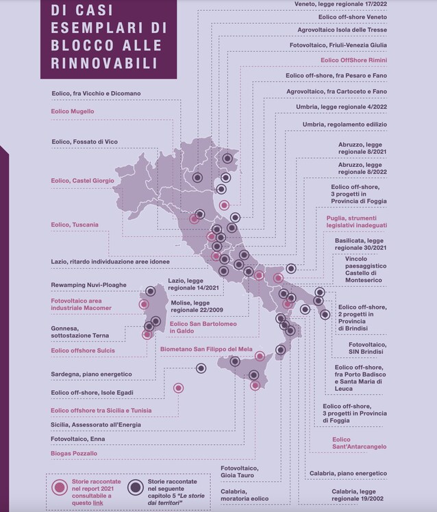 mappa-legambiente-impianti-rinnovabili-bloccati-regioni-allarme-dati-report-scacco-matto-rinnovabili