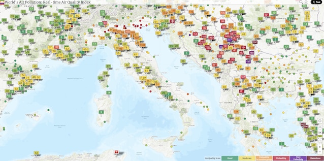 Indice della qualità dell'aria (WAQI): 16 febbraio 2024