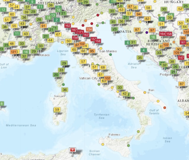 Indice della qualità dell'aria del 21 febbraio 2024