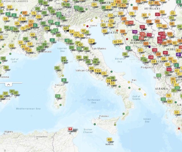 Indice della qualità dell'aria del 29 febbraio 2024